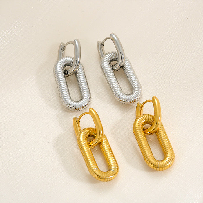 Wholesale Statemente Earrings Stainless Steel Square Thread Earrings