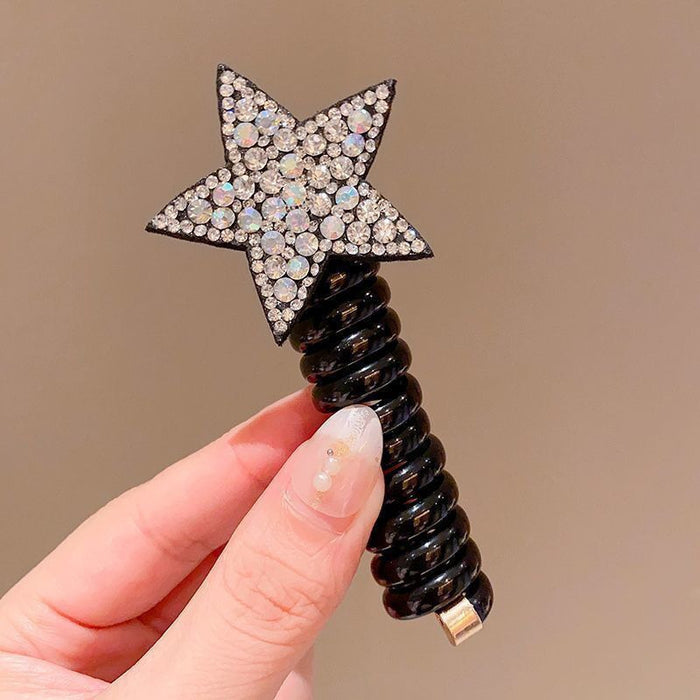 Wholesale Rhinestone Star Polyurethane Phone Cord Children's Hair Tie JDC-HS-Yiyan004