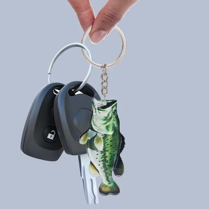 Wholesale Acrylic Bass Fishing Enthusiast Keychain JDC-KC-HuiWen011