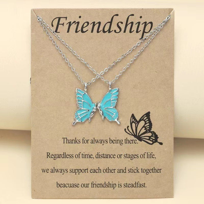 Wholesale Colorful Butterfly Friendship Pendant Necklace Set - Fashion Alloy Jewelry Accessory MOQ≥2