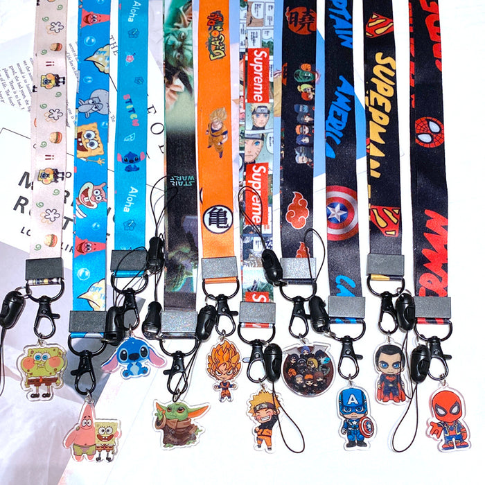 Wholesale Polyester Cartoon Printed Long Hanging Rope Keychain JDC-KC-Gongz056