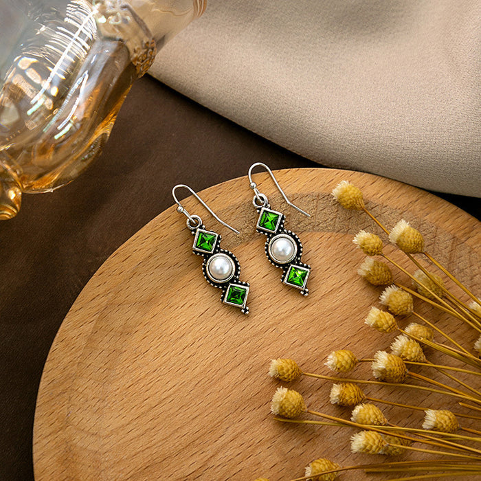 Wholesale Retro feather turquoise earrings bohemian Dragonfly bird water drop round earrings pearl earrings