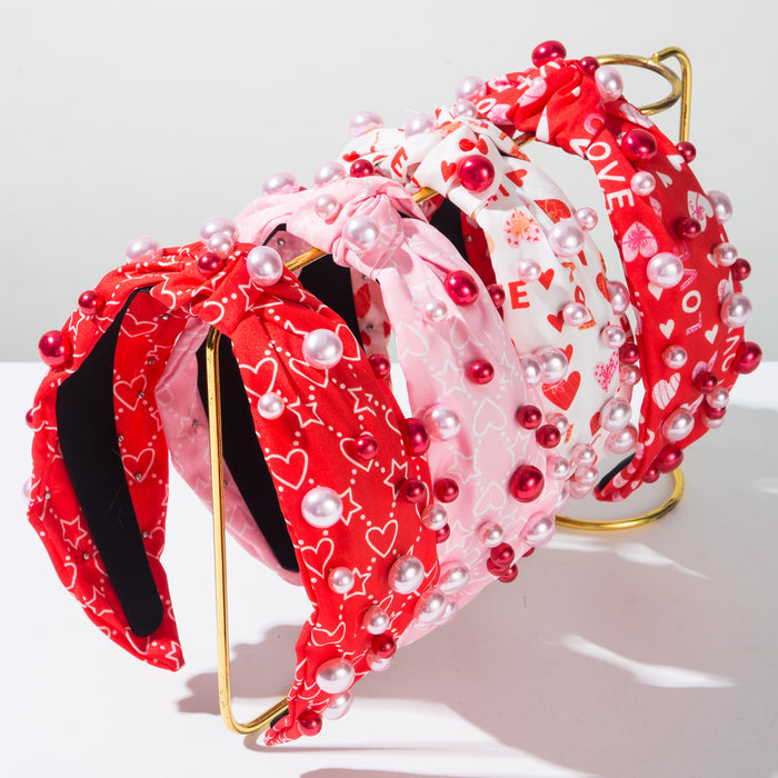 Wholesale Valentine' s Day knotted heart and letter print headband