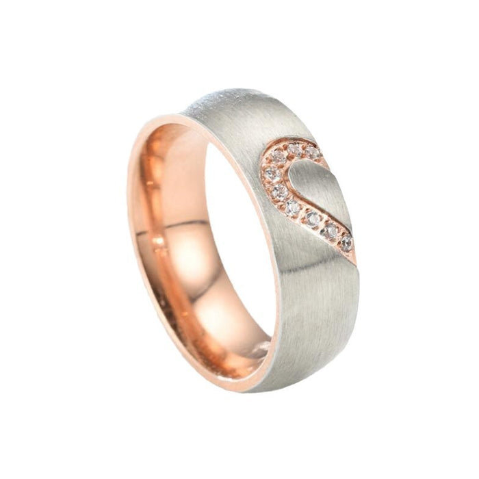 Wholesale Stainless steel heart-shaped fashionable micro inlaid ring