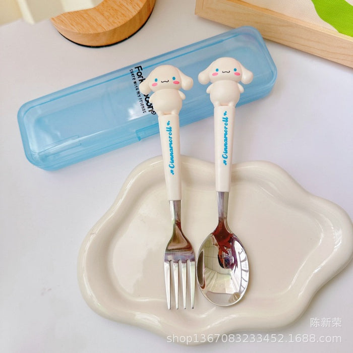 Wholesale Children's Stainless Steel Portable Tableware Set with Silicone Handle JDC-SN-CXR001