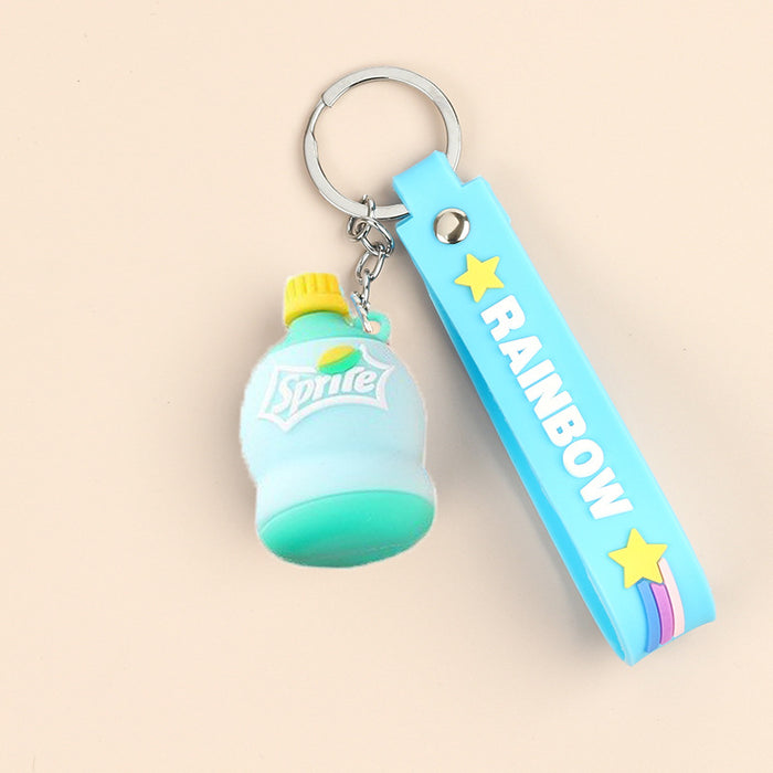 Wholesale Cartoon Glue Drop Sprite Beverage Bottle Key Chain JDC-KC-Aohong017