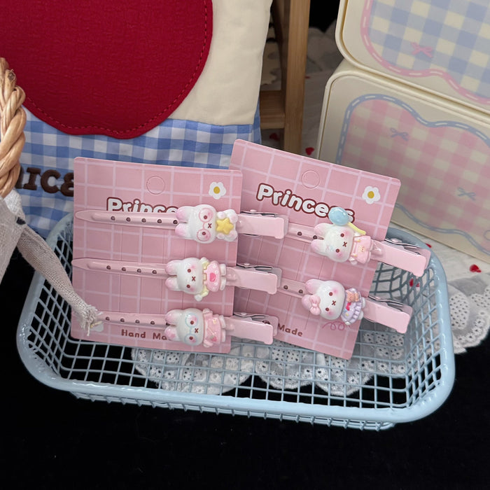 Wholesale Resin Bunny Duckbill Hair Clip Cute Kawaii Pink Barrette For Girls Stylish Hair Accessory Boutique Resale
