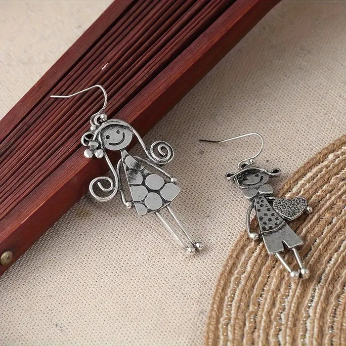 Wholesale Creative Retro Character Heart Pendant Earrings