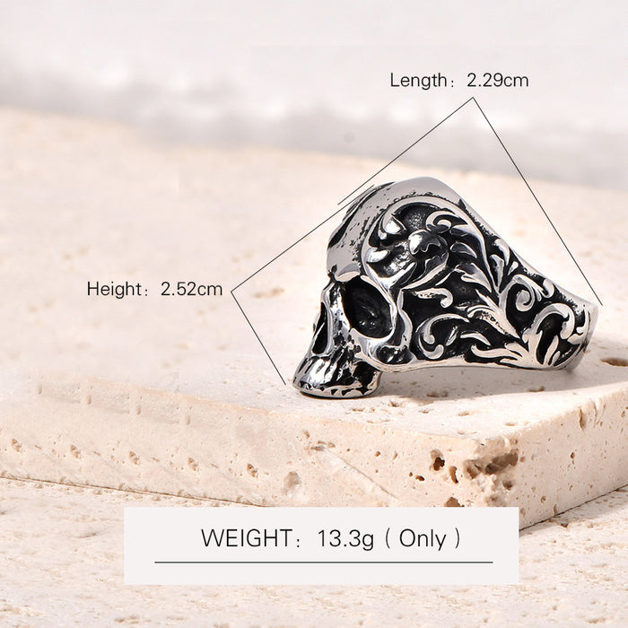 Wholesale punk stainless steel hip hop titanium steel retro men' s ring
