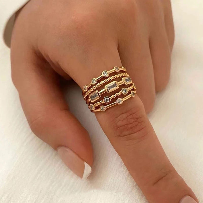 Wholesale Fashion ring ring butterfly personalized multi-layer braided copper geometric exaggeration