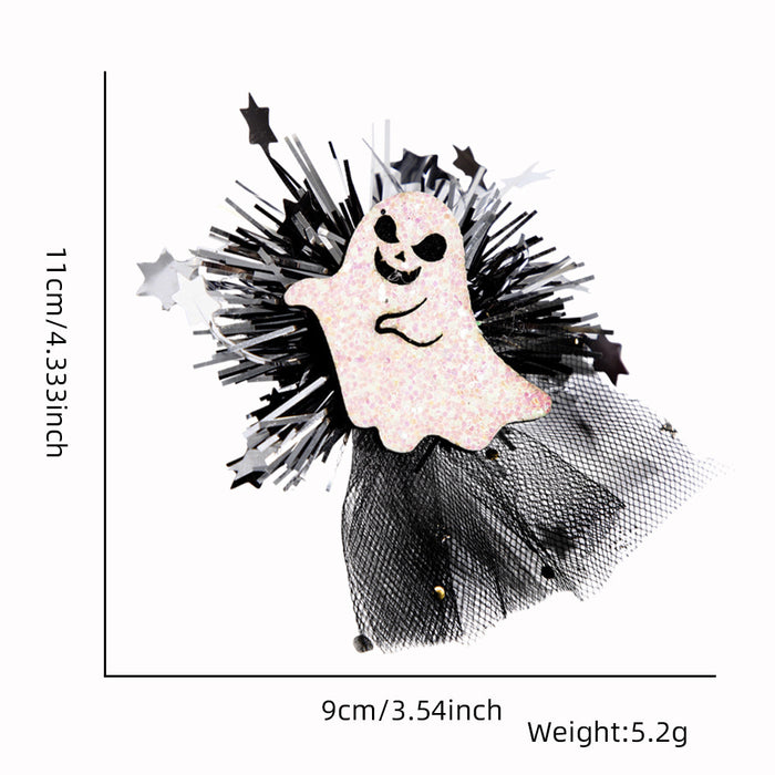 Wholesale Halloween Party Hairpin Headwear Adult Children Ghost Festival Ghost Pumpkin Ghost Mesh Side Clip Hairpin