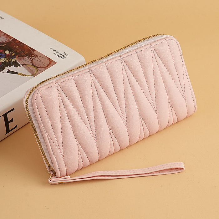 Wholesale Macaron Embroidered Long Small Fragrant Wind Handheld Zipper Women's Wallet JDC-WT-XQ004