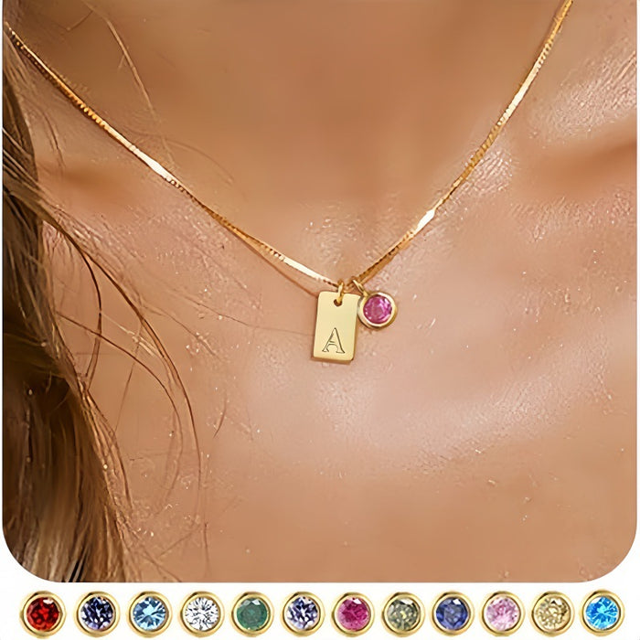 Wholesale New genuine gold plated versatile 26 letter square pendant necklace for commuting and simple accessories