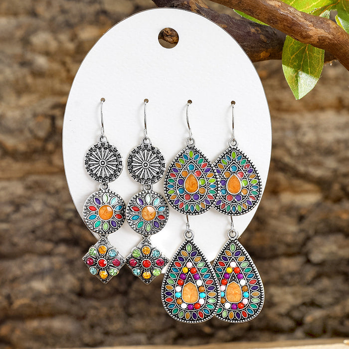 Wholesale Alloy Tassel Earring Set Retro Ethnic Style Bohemian Jewelry Accessory MOQ≥2