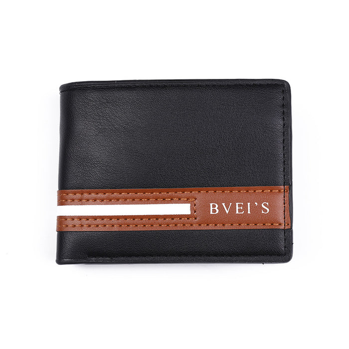 Wholesale PU Leather Men' s Bifold Wallet with Letter Design and Multiple Card Slots Stylish Everyday Accessory