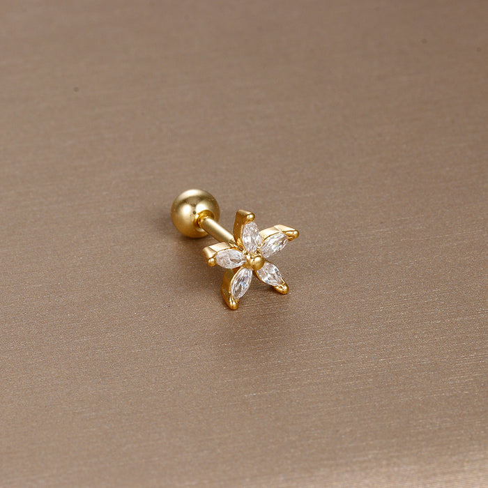 Wholesale Jewelry Stainless Steel Ear Nail Zircon Ball Screw Women