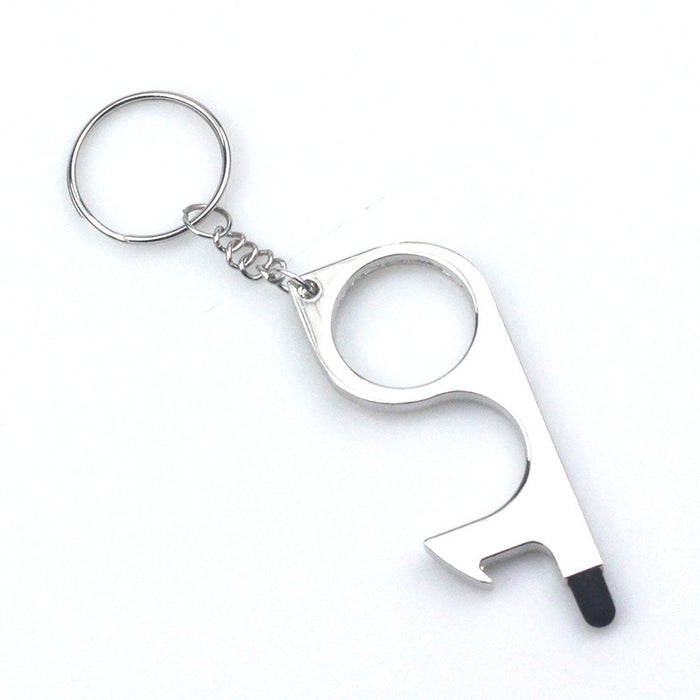 Wholesale Gold Electroplated Metal EDC Multi Function Touchless Door Opener Keychain Car Key Accessory Boutique Resale