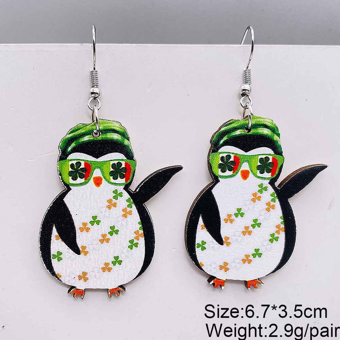 Wholesale Earrings Clover Penguin Owl Wooden Earrings Earrings JDC-ES-YaChen017