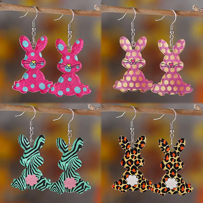 Wholesale  cartoon cute Easter pattern rabbit earrings  color acrylic ear jewelry