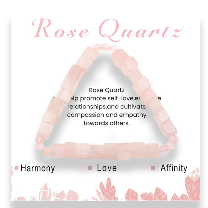 Wholesale Square Natural Stone Bracelet 6mm Powder Crystal Malachite Square Beaded Bracelet Volcanic Stone Tiger Eye Elastic Bracelet