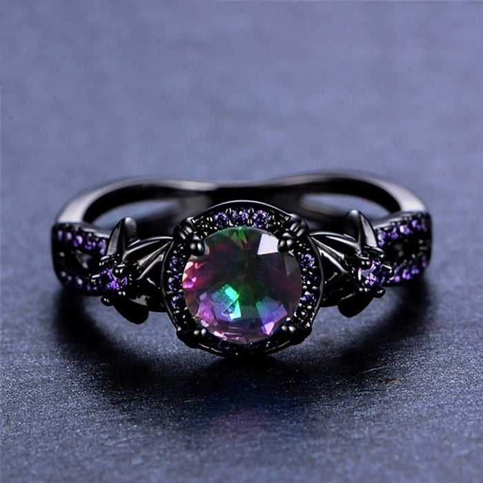 Wholesale Rings Black gold skull purple zircon ring  JDC-RS-HuaJ001