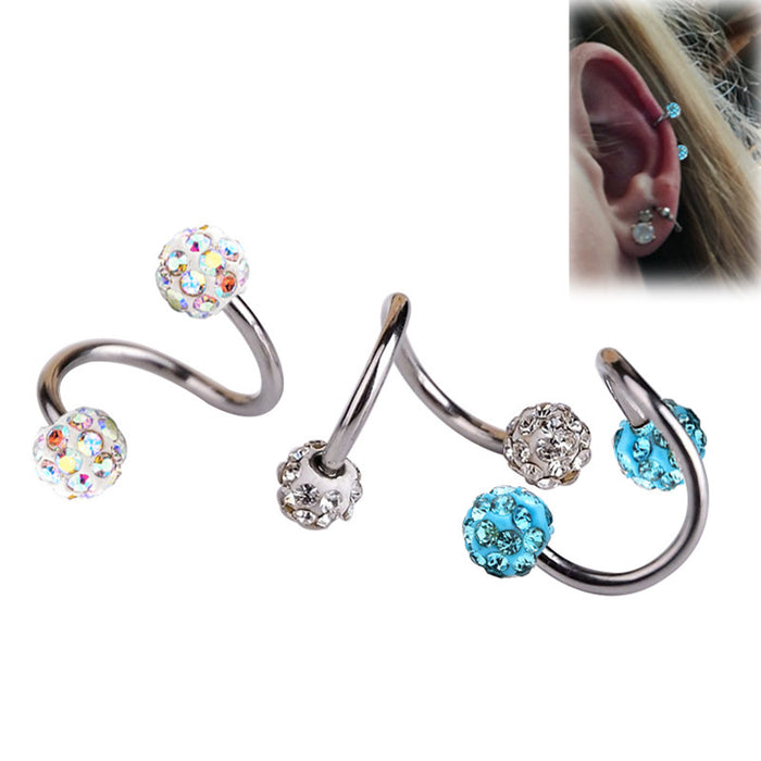 Wholesale Double Head Full Drill Mud Ball Ear Nail Ear Bone Nail Decoration