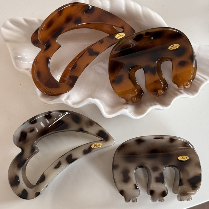 Wholesale M-shaped Love Gold Label Women's Head Hair Shark Clip Leopard print