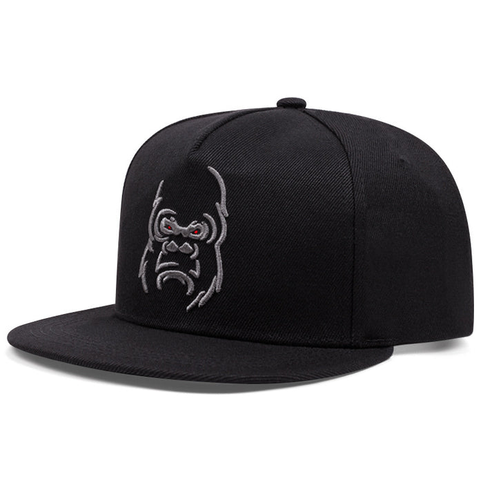 Wholesale Fashionable animal embroidery flat brimmed hat, sun hat with adjustable duckbill cap, baseball cap