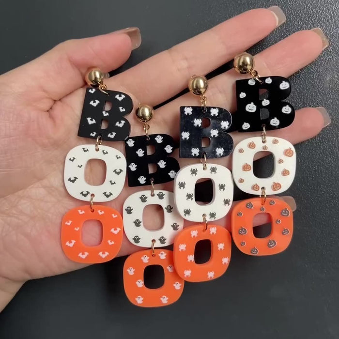 Wholesale  Series Earrings Cute Cartoon Letters Bat Ghost Pumpkin Earrings