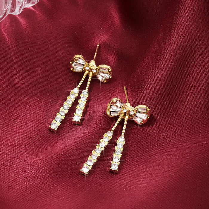 Wholesale Bow Diamond Crystal Earrings Fashion Elegant Earrings