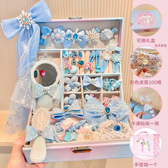 Wholesale Children' s New Headwear Girl Birthday Gift Jewelry Box Princess Girl Hair Accessories Set Gift Box Baby Hair Clip