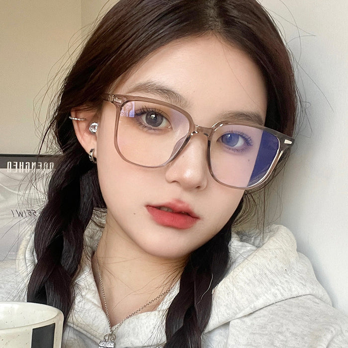 Wholesale Large frame anti blue light eyeglass frame, fashionable and high-end sensory artifact TR flat mirror frame