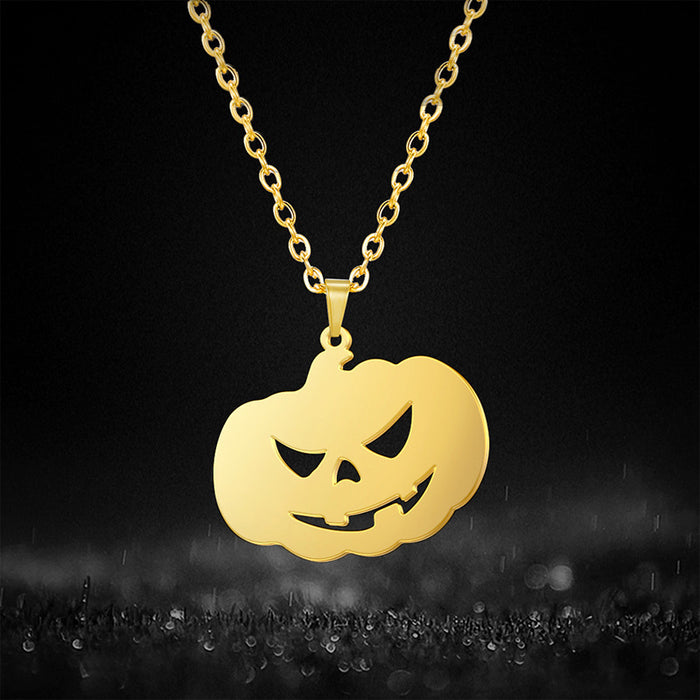 Wholesale Stainless Steel Ghost Demon Pumpkin Pendant Hollow Necklace JDC-NE-LiL003