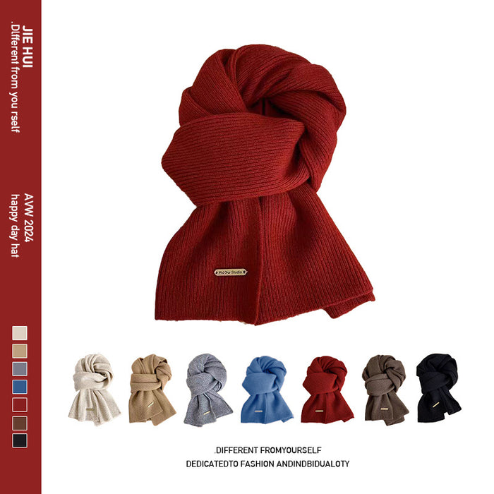 Wholesale Wool Knitted Solid Color Thick Warm Scarf JDC-SF-Jieh003