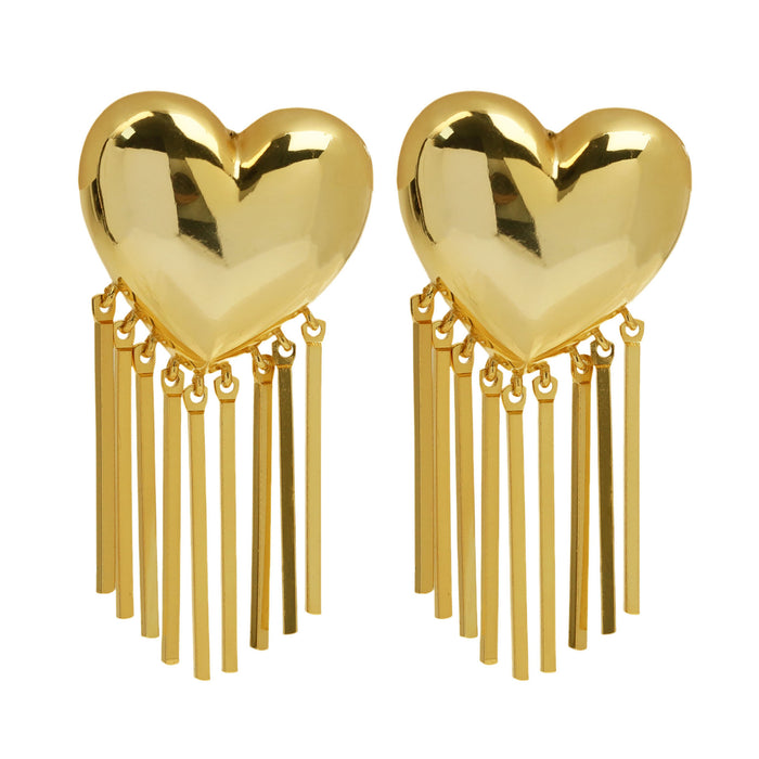 Wholesale 2PCS 18K Gold Brass Polished Large Heart Earrings JDC-ES-BaiYi023