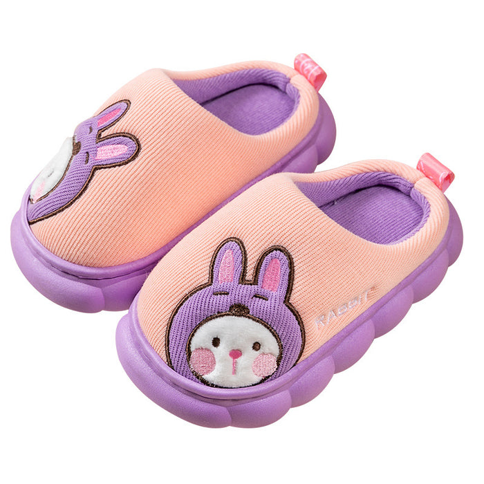 Wholesale Children' s cotton slippers autumn and winter medium and large children' s cute cartoon children' s slippers home indoor plush slippers