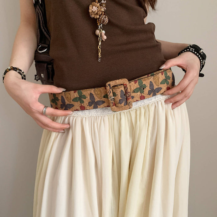Wholesale Trendy PU Women S Wide Western Belt With Alloy Buckle Bohemian Beaded Camellia Design Vintage Fashion Accessory