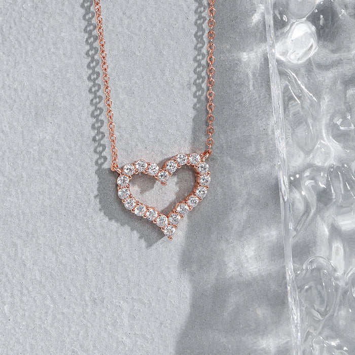 Wholesale Heart Clavicle Chain Rose Gold Simple Fashionable Exquisite Heart-shaped Diamond