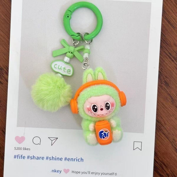 Wholesale Cute sitting posture cartoon flocked keychain