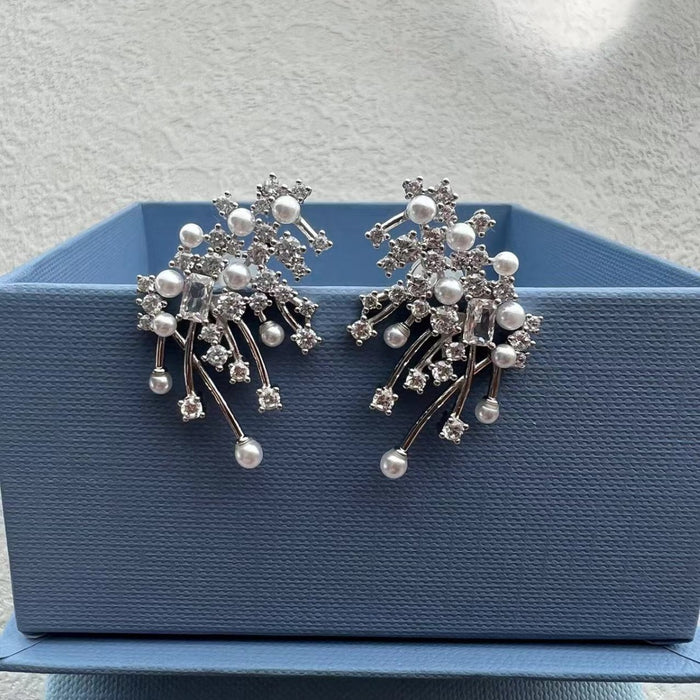 Wholesale Nebula Earrings Light Luxury Elegant Pearl Silver Studs