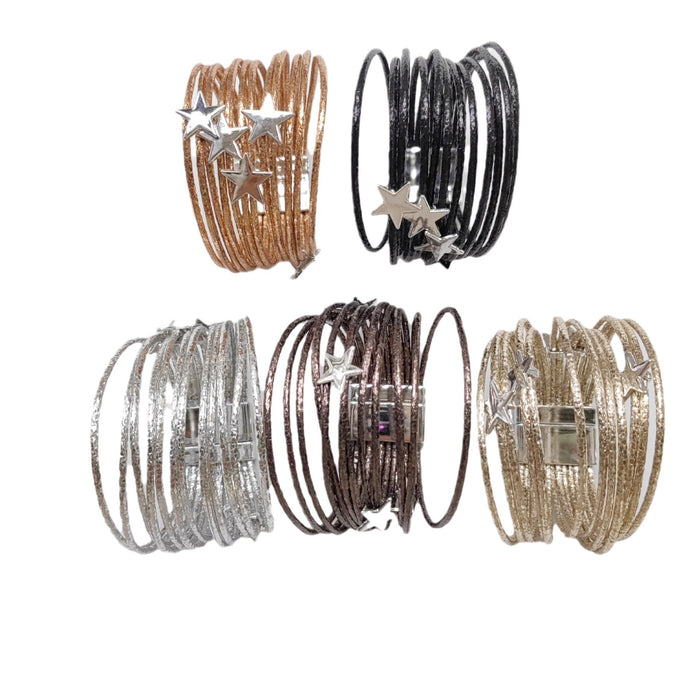 Wholesale Multi layer round bar bracelet, women's fashion bracelet, pentagram accessory, magnetic suction bracelet, wholesale of bracelet