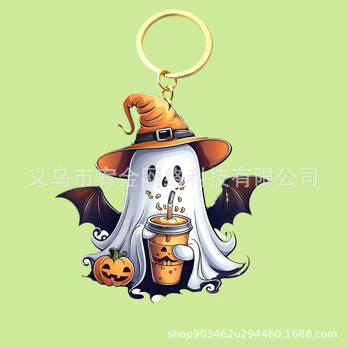 Wholesale Acrylic Keychain Witch Hat Pumpkin Design Party Car Key Accessory MOQ≥10
