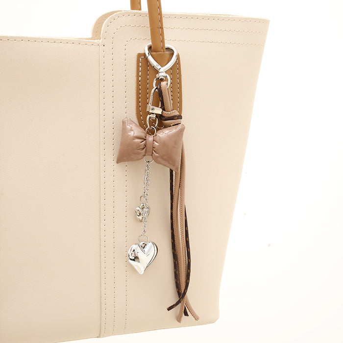 Wholesale Leather bow heart pendant luggage keychain lanyard accessories single buckle tassel pendant accessories