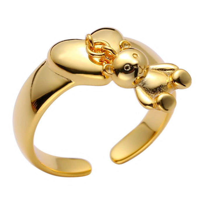 Wholesale Sweet Heart Bear Ring Opening