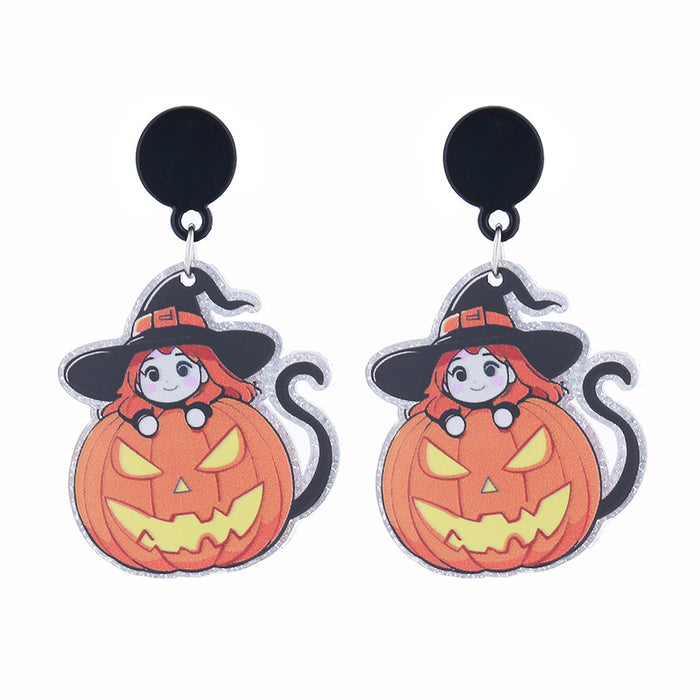 Wholesale  Series Acrylic Earrings Ghost Pumpkin Cartoon Bat Pumpkin Earrings