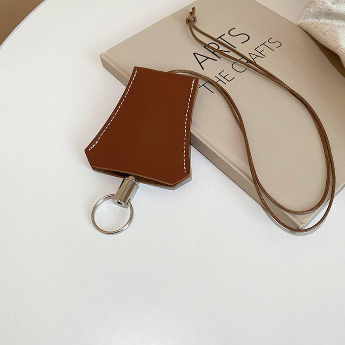 Wholesale Long leather pull-out key bag, wearing accessories, hanging neck, leather tag necklace, hanging glasses, keychain, niche accessories