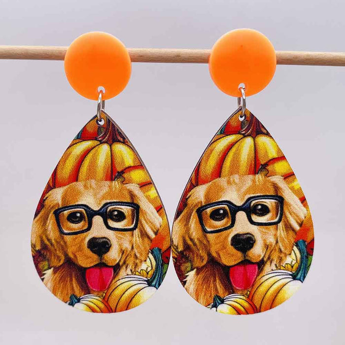 Wholesale Autumn Thanksgiving Wooden Earrings JDC-ES-Susheng003