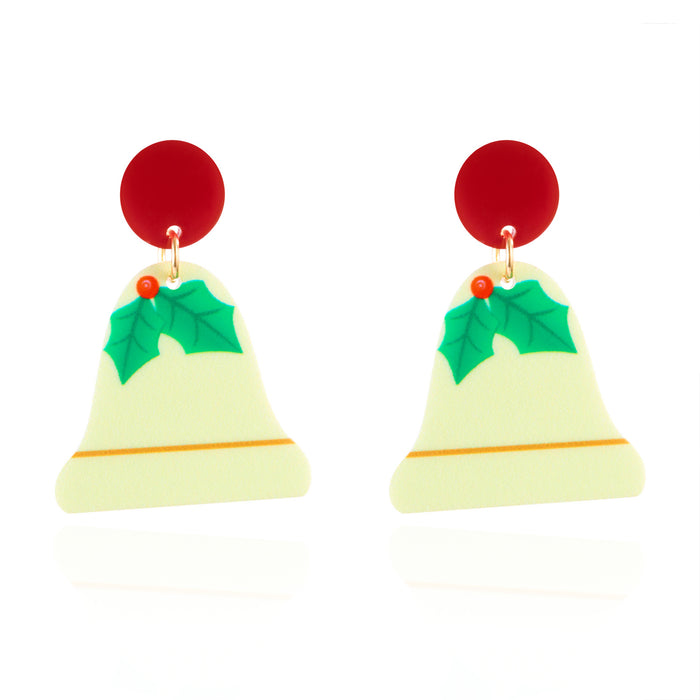 Wholesale Christmas acrylic earrings for women cute cartoon Christmas series elk bell pendant earrings