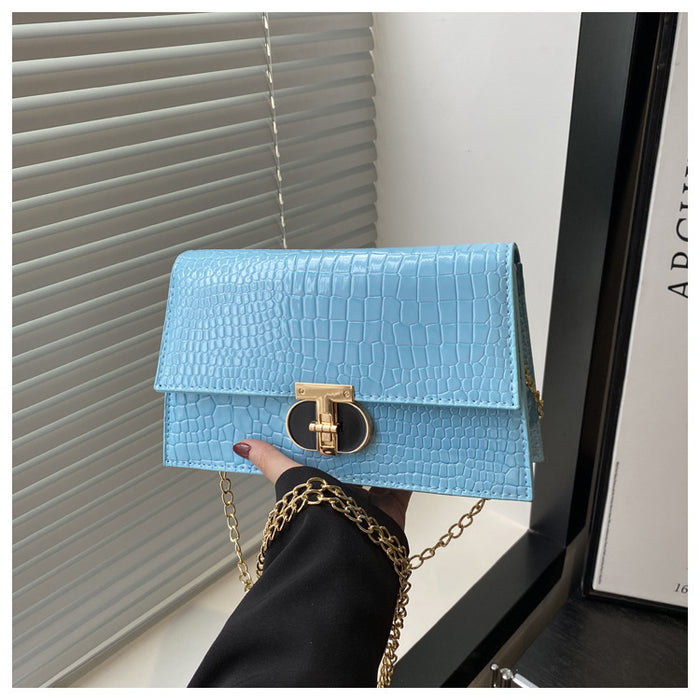 Wholesale Crocodile-patterned chain shoulder crossbody small square bag