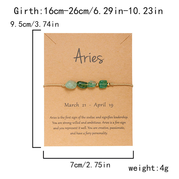 Wholesale 12 constellations natural stone hand-woven cardboard bracelet original stone beads